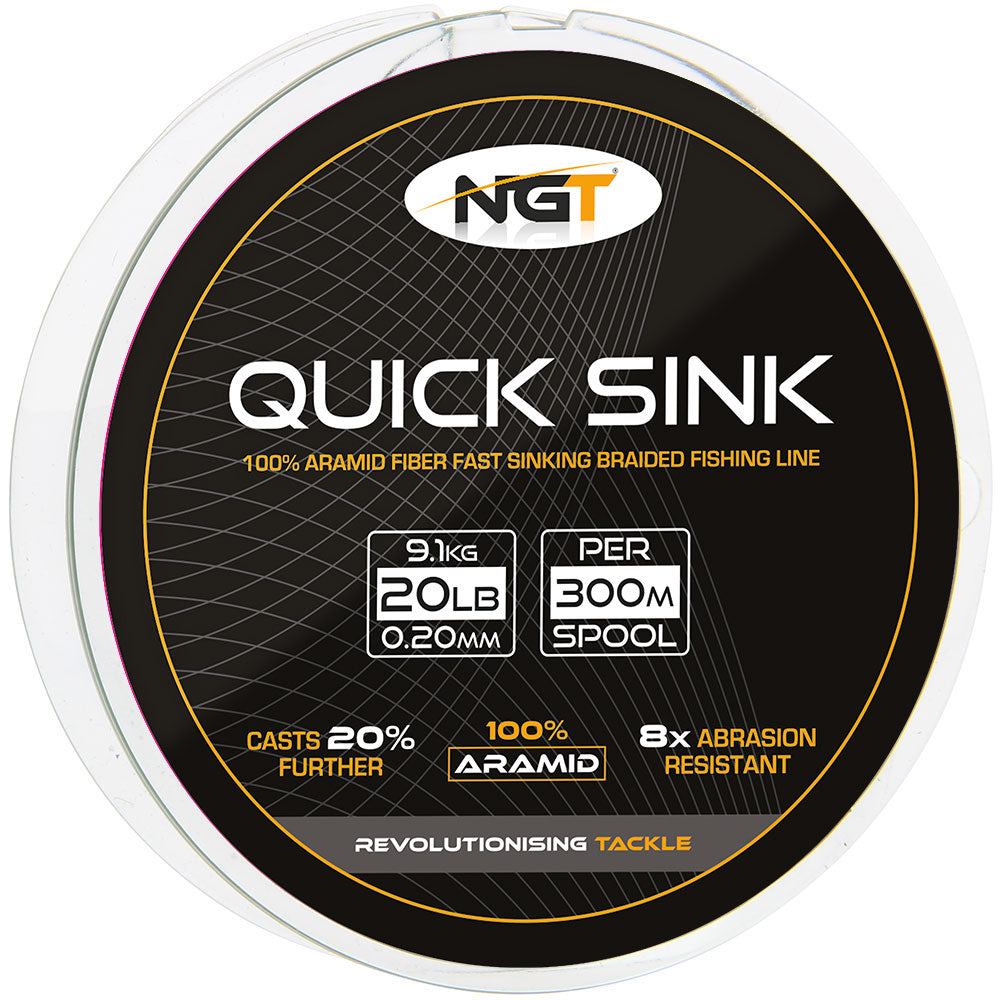 NGT 300m Spool Of 'Quick Sink' Moss Green 20lb Braid