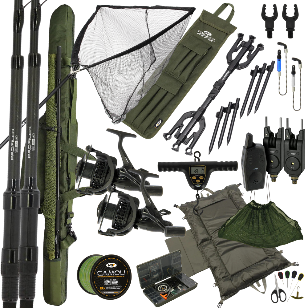 carp set tri pod 2 rod
