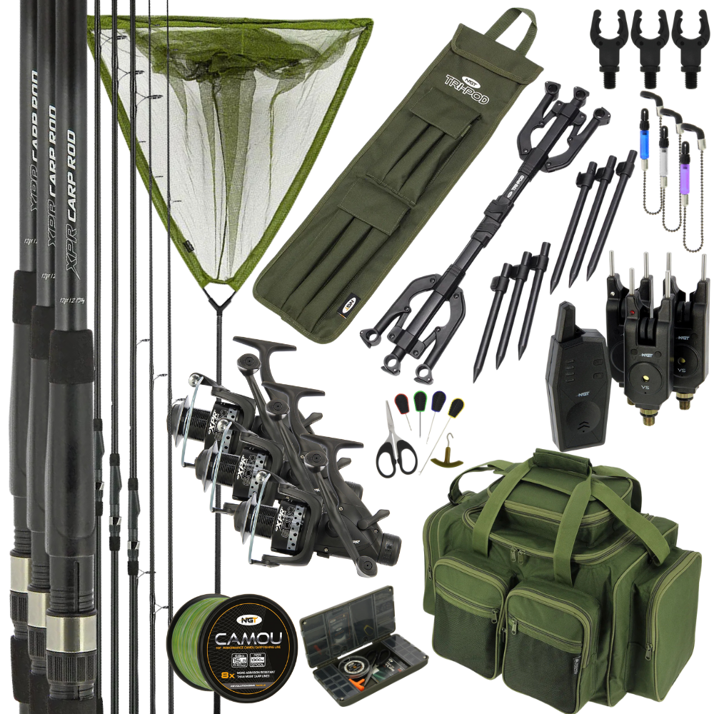 NGT XPR 3 X 12ft Rods Reels Carp Fishing Bundle NGTOnline ngt-xpr-3-x-12ft-rods-reels-carp-fishing-bundle-ngtonline