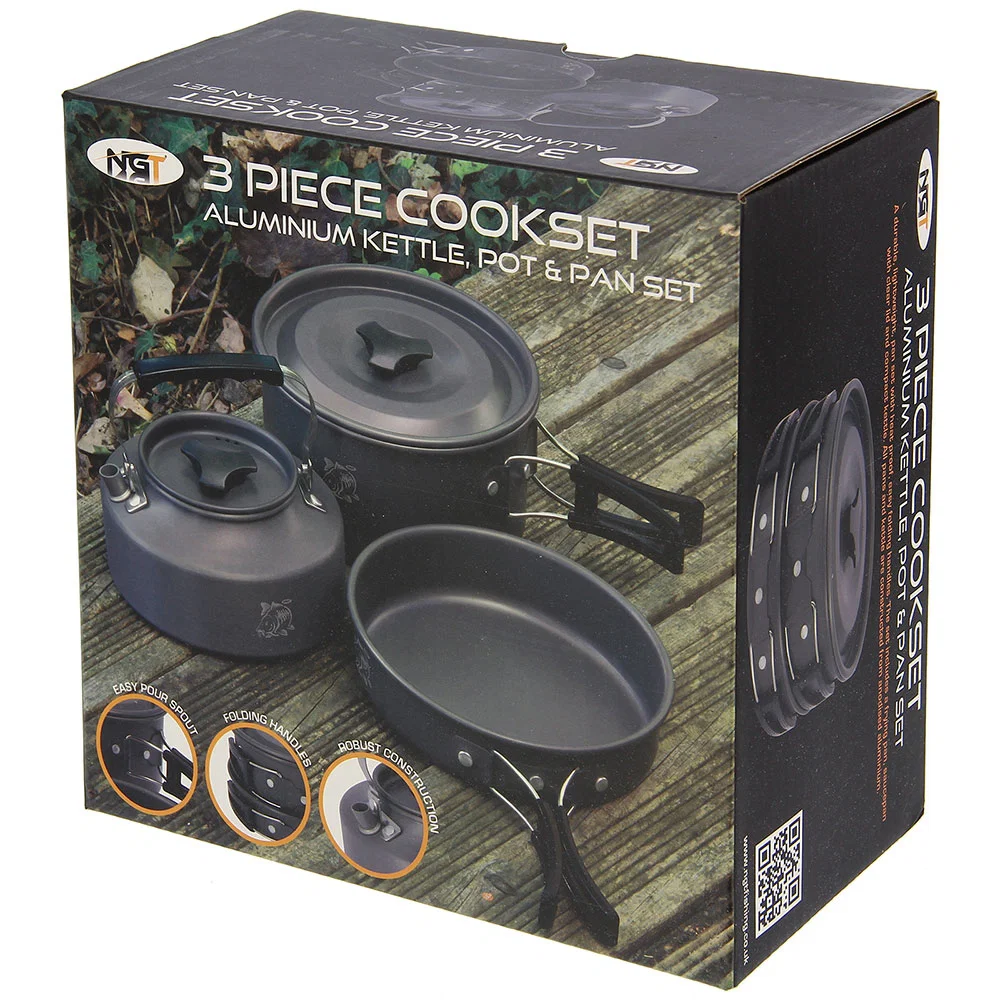 NGT 3pc Gun Metal Aluminium Kettle, Pot & Pan Set