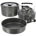 NGT 3pc Gun Metal Aluminium Kettle, Pot & Pan Set