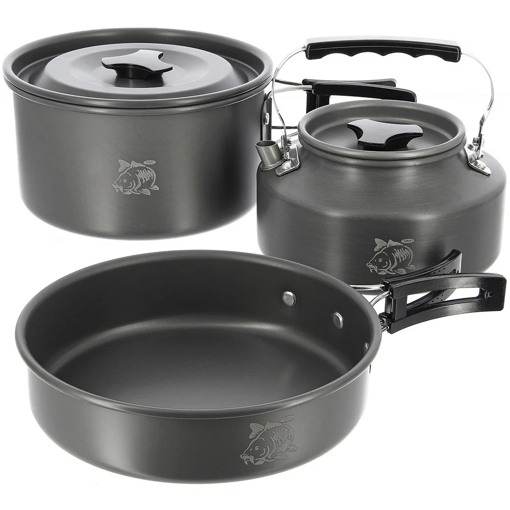 NGT 3pc Gun Metal Aluminium Kettle, Pot & Pan Set