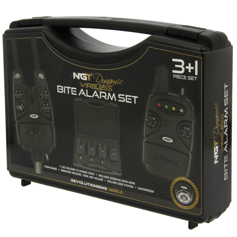 NGT Dynamic 3pc Bite Alarm Set. 150m Range ms bv 8u NGT O