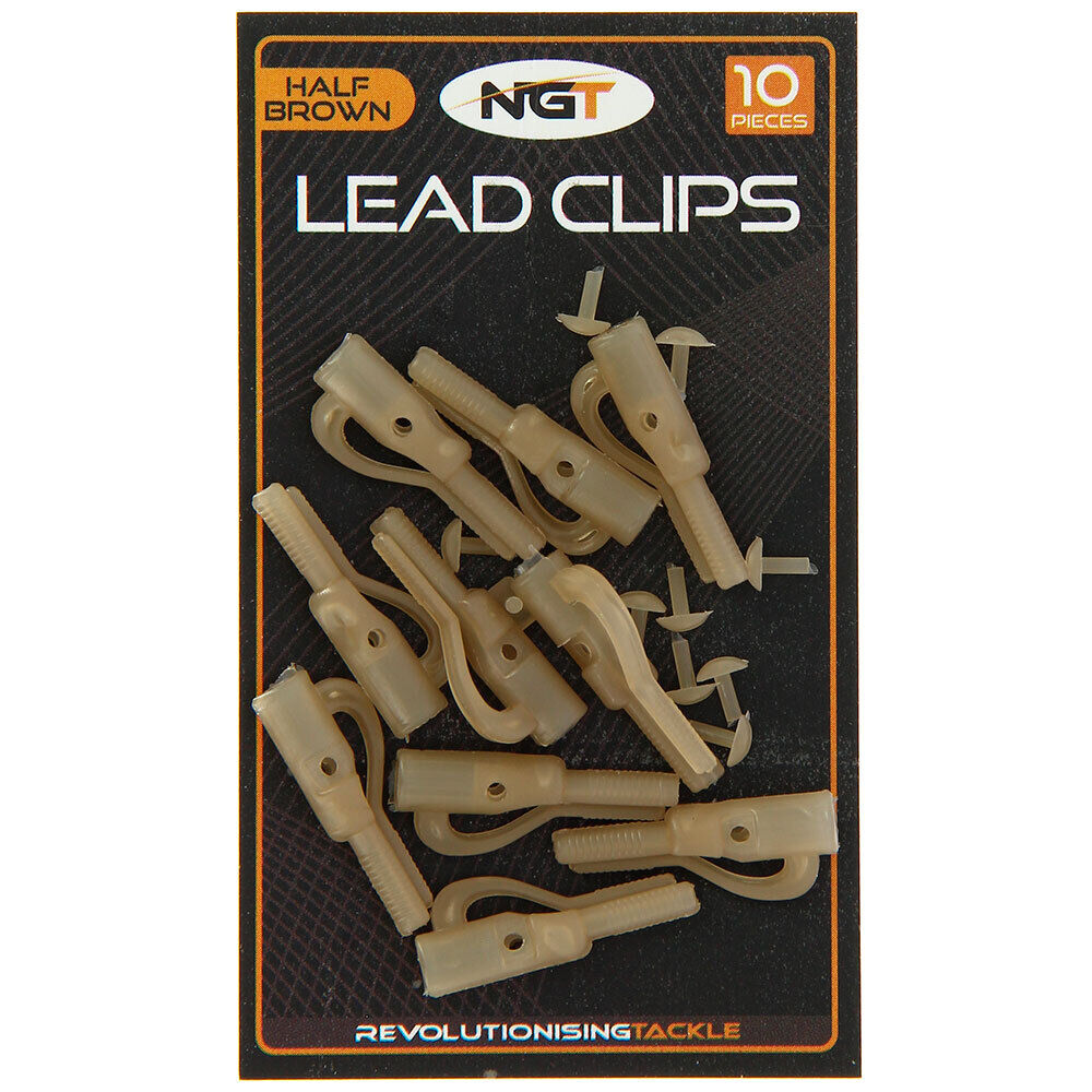 NGT Lead Clips with Pin Half Brown 10pc NGT Online